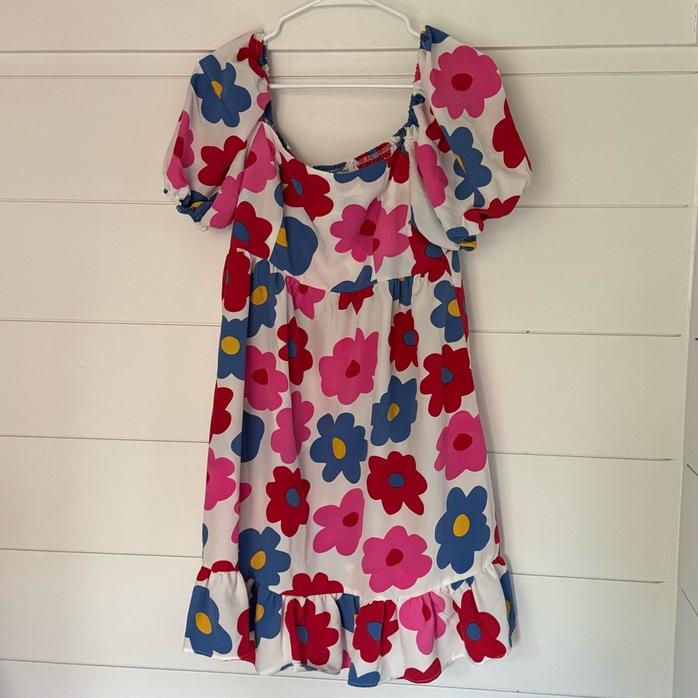 Glamorous Care Floral Dress - Pink, Blue, Red, Women’s 8